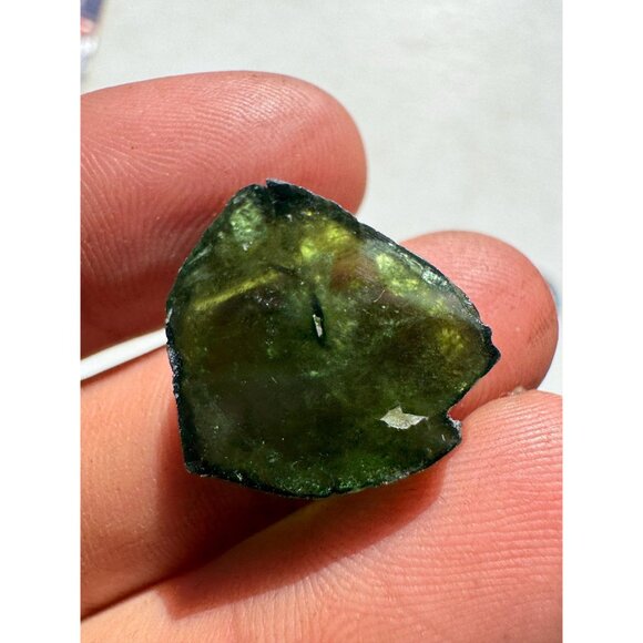 19 cts. Green Tourmaline Natural Crystal Slice - Custom Cabochon #9 - Picture 7 of 7